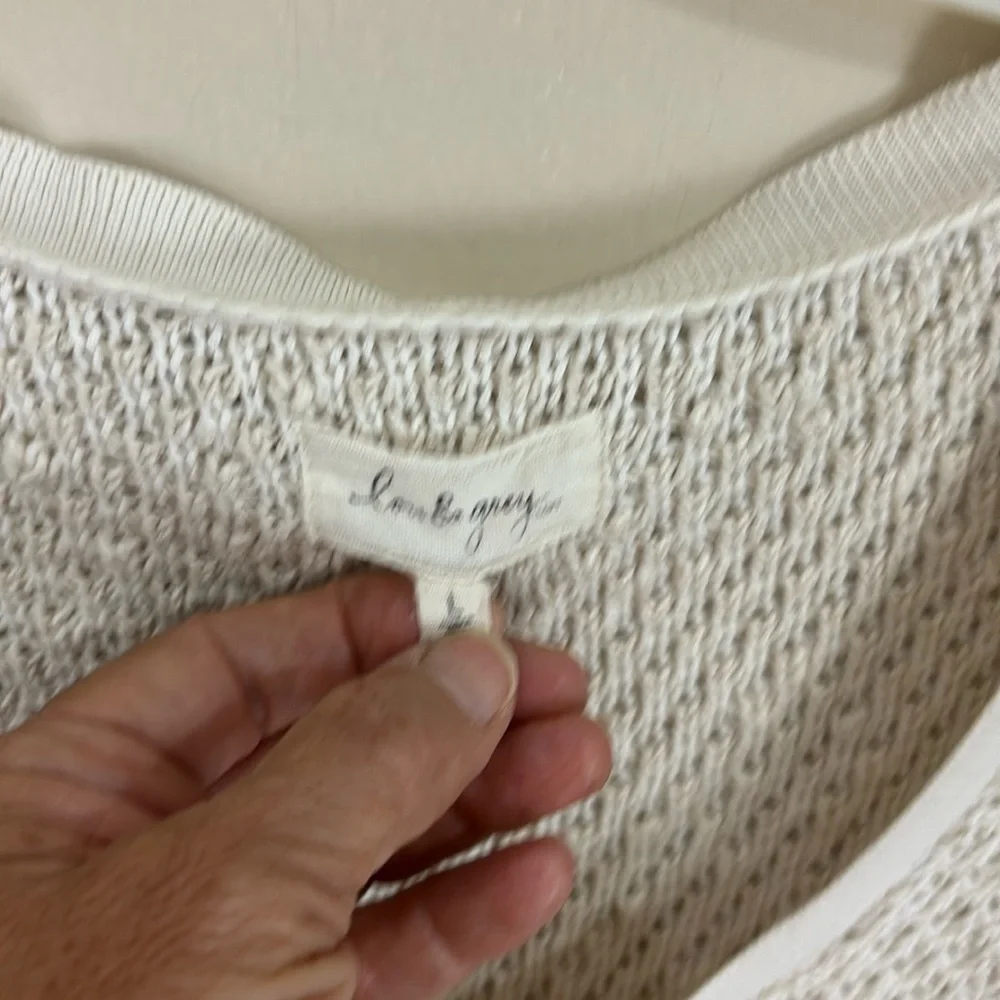 Lou & Grey Cream Cotton Blend Knit Sweater Size Large